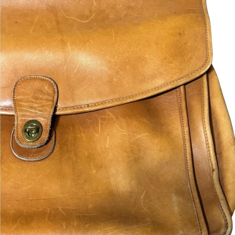 Vintage Coach Beekman Briefcase Tan Leather Laptop Shoulder Bag Crossbody - Picture 8 of 13